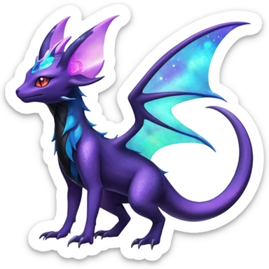 Shiny Ethereal Celestial Nebulae Salandit-Noivern-Espeon-Hybrid (Full body) sticker