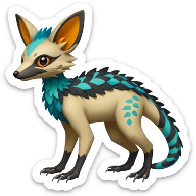 Rare realistic exotic edgy epic pretty beautiful handsome gorgeous aesthetic colorful vibrant Vernid-Trico-species-Fakemon-creature by LiLaiRa, 4 legs, random markings, (full body) sticker