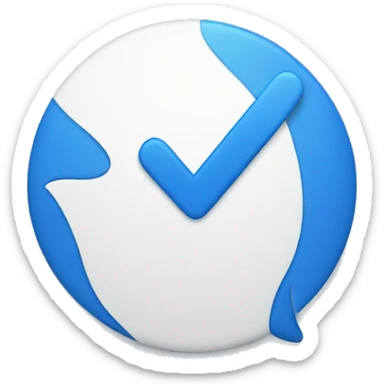 A white tick in blue circle  sticker