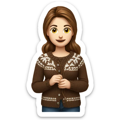 beautiful finnish brown hair woman knitting sweater  sticker