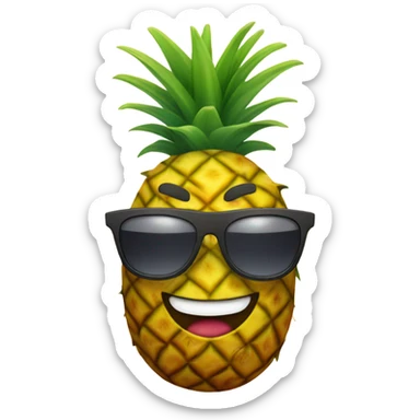Pineapple with sunglasses and a beach hat  sticker