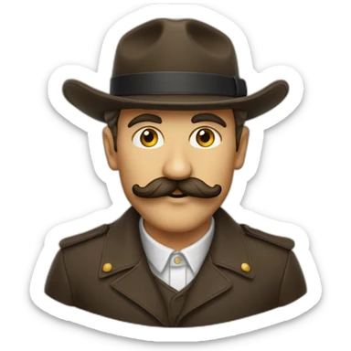 Vieux brun moustache casquette sticker