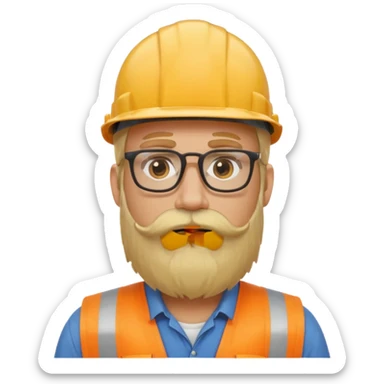 blond man with long beard construction worker and spectacles sticker