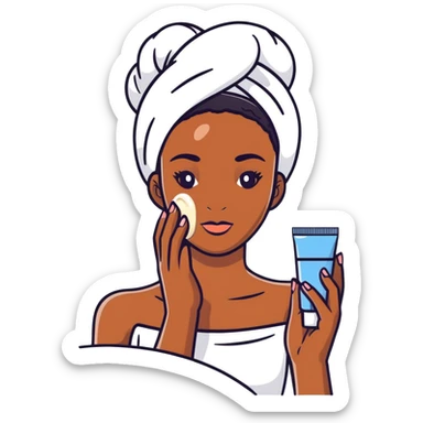 Black girl with moisturizer skincare routine sticker