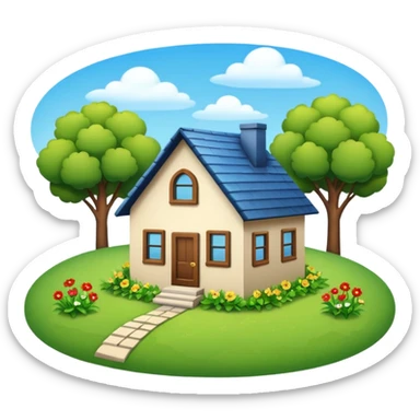 a home which has garden like and the home has slack emoji, sticker