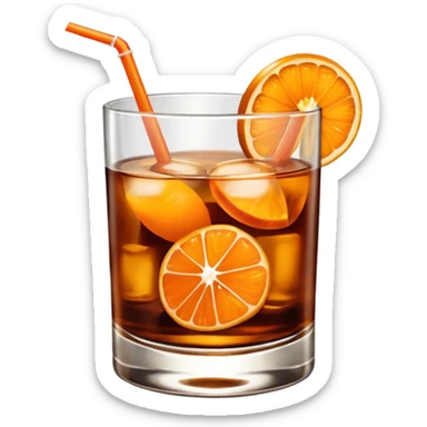 Brandy Old fashioned with orange peel twist sticker
