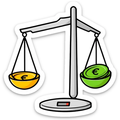 balance scale with euro symbols on the plates sticker