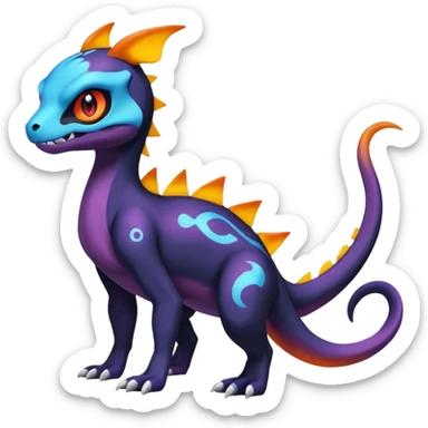 Shiny Duskull-Salandit-Umbreon-Charmeleon-Fakémon-hybrid-creature (full body)  sticker