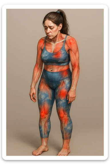 donna con stanchezza cronica frequenti in 3D realistica, donna dolorante immagine anatomica sticker