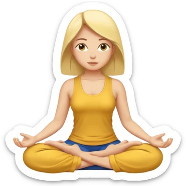 woman sitting cross-legged, meditating, yellow skin tone, tranquil mood sticker