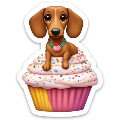 wiener dog with a cupcake sticker