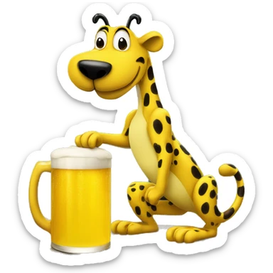 le marsupilami avec une bière a la main sticker
