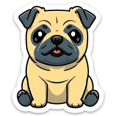 black pug with its bottom jaw out  sticker