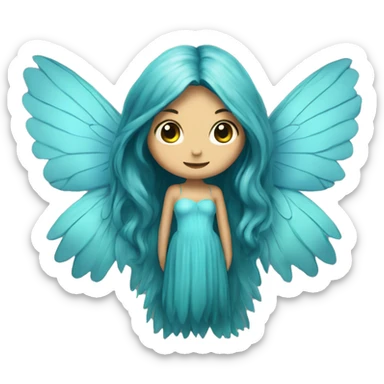 Beautiful, fairy, blue, turqoise, long hair, big wings sticker