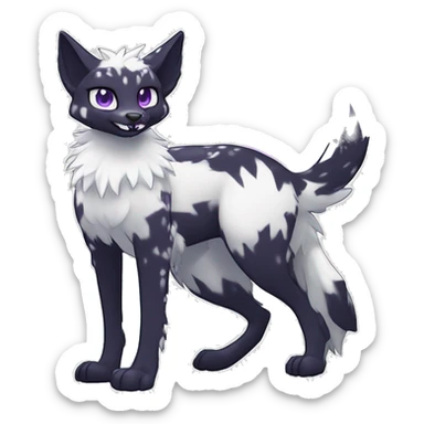 Epic Edgy Black White Purple ethereal Sergal-shiny sparkle starry Serval-Fionbri full body sticker