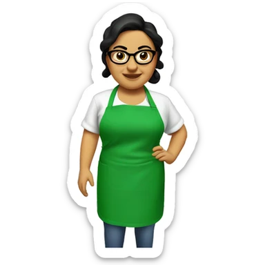 mexican chubby lady green apron  with glasses cooking tacos sticker