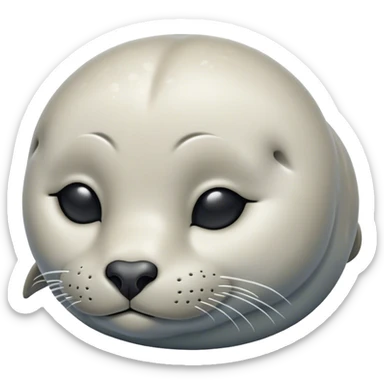 Meme-Worthy Cute Sleeping harbour seal Portrait Emoji, Head resting peacefully with a contented smile, showcasing a smooth, streamlined body and eyes gently closed in serene slumber, Simplified yet adorably endearing features, highly detailed, glowing with a soft, drowsy ocean light, high shine, relaxed and utterly lovable, stylized with an air of playful laziness, soft glowing outline, capturing the essence of a sleeping seal that feels destined to become the next viral icon of adorable rest! sticker