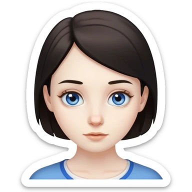 beautiful pale brunette girl with brown eyes and pale man short black hair tiny beard blue eyes sticker