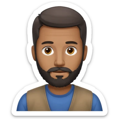 give my dad a grandpa look but beard mixed with grey and black , very low hair on head brown in complexion, casual clothes sticker