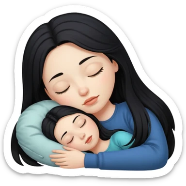 pale girl with long black hair sleeping  sticker