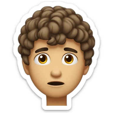 confused young frustrated thinking pose one hand on their chin while furrowing their brow sticker