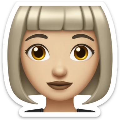 White girl with black hair, curtain bangs, short hair and septum piercing sticker