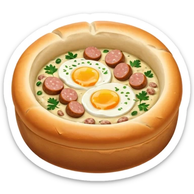polish zurek soup inside of bread bowl sticker