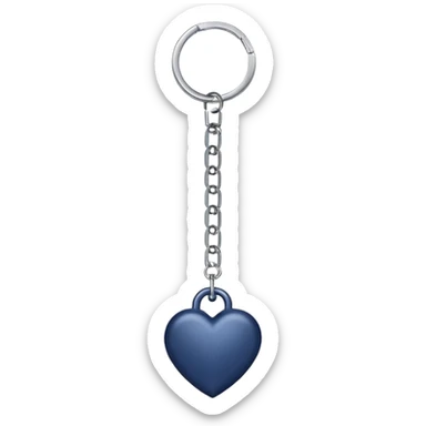 Navy blue heart with silver chains charm keychain sticker
