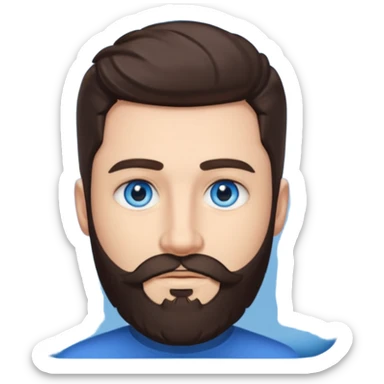 Frankie Zulferino (b.1990) with blue eyes, dark brown hair and beard sticker