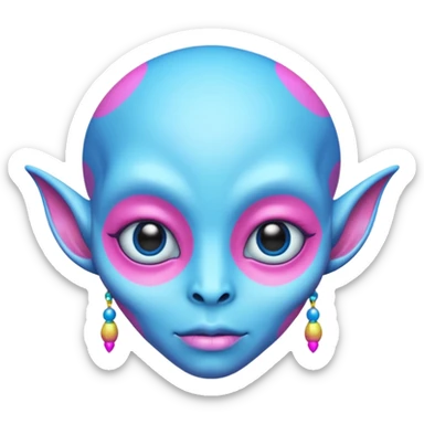 alien living in desert, pink/blue colorful, accessories, just face  sticker