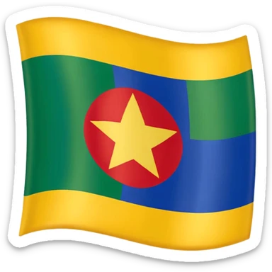 Kabylie flag emoji with blue, yellow, and green tricolor background and a bold red ⵣ (Yaz) symbol in the center, simple and clear for emoji use sticker