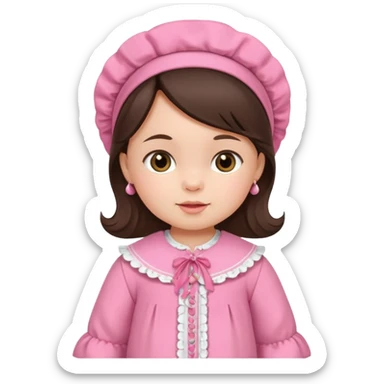 brunette baby girl traditional pink dutch clothes sticker