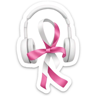 White Earphones with pink ribbon sticker