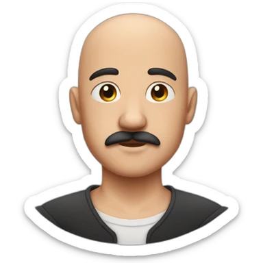 Bald boy woth moustache and scar sticker