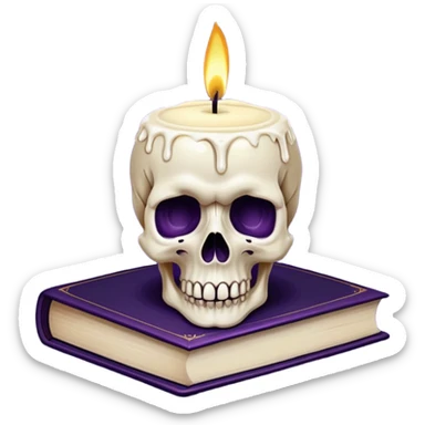 skull candle on black occult books dark purple sticker