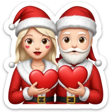 Make an emoji of a couple but as Santa Claws and female Santa Claws with hearths sticker