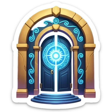 universe gate object icon, gigantic cosmic portal doorway, swirling galaxy energy inside, glowing starry aura, mystical space runes, fantasy sci-fi style, 3D cartoon, mobile game icon style, centered, clean background, no text, no watermark sticker