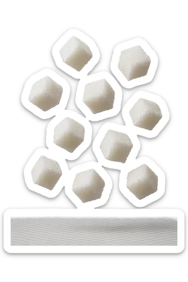 zollette di zucchero fluttuano in aria, iperrealistica 4k, isolato su sfondo bianco sticker