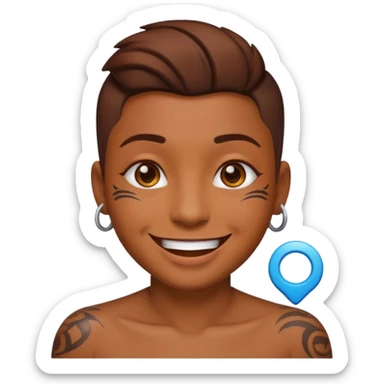 brown skin yvl emoji with cybersigilism tattoo sticker