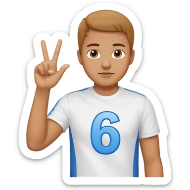 I need a 67 emoji. Like a male person doing six seven hand motion and the numbers 6 and 7 shld be on top of the 2 hands sticker