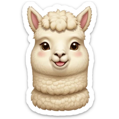 Meme-Worthy Cute Sleeping Cream Alpaca Portrait Emoji, Head resting peacefully with a contented smile, showcasing a delightfully robust build and a luxuriously soft cream fleece, eyes shut in a serene nap, Simplified yet hilariously adorable features, highly detailed, glowing with a soft, drowsy light, high shine, relaxed and utterly lovable, stylized with an air of playful laziness, bright and heartwarming, soft glowing outline, capturing the essence of a comically sleepy alpaca, so meme-worthy it feels like it could instantly become the next viral sensation of adorable slumber! sticker