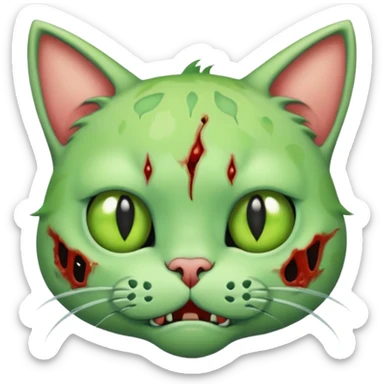 a super cute zombie green cat, look sad but not danger sticker