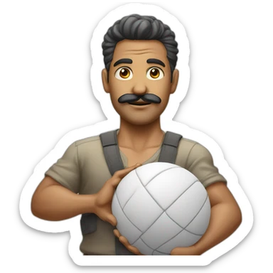  Expressively strenuously carrying heavy balls white Cuban Man with mustache sticker