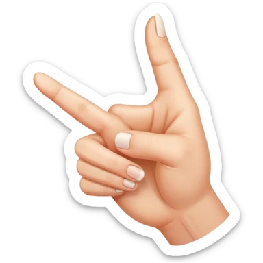 hand with only the thumb, pointer finger and middle finger sticking out sticker
