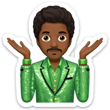 Andre 3000 from Outkast with dark brown hair, pale green sequin outfit sticker