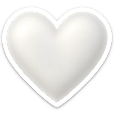 heart with a soft pearl white gradient, digital illustration sticker