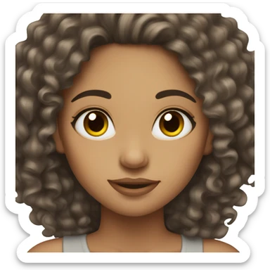 woman light skin long dark curly hair,lashes sticker