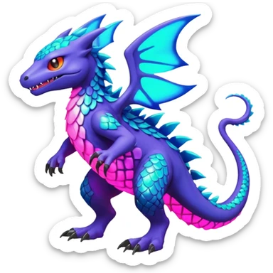 colorful neon-colored Fakémon-Digimon-Fionbri-Trico-creature (full body) sticker