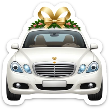 luxury car with wedding decorations, horizontal sticker