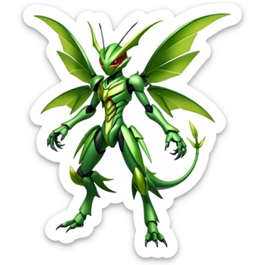  Cool Edgy Shiny Futuristic Ethereal Legendary Scizor-Scyther-Digimon-hybrid full body sticker